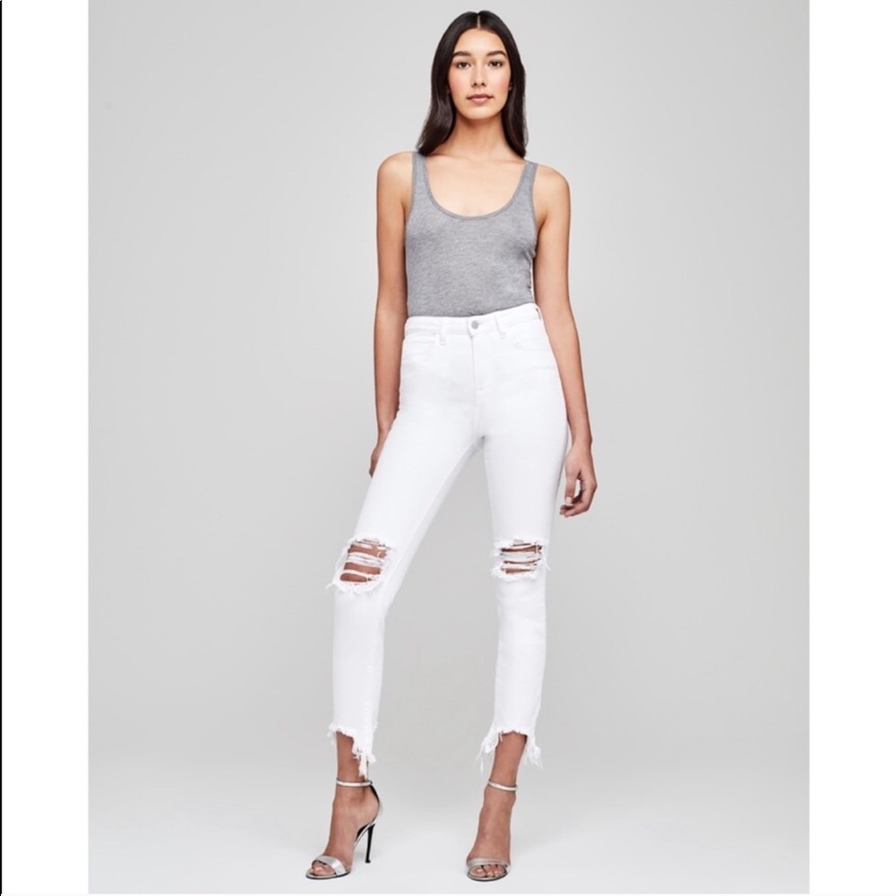 L'Agence High Line highrise white ripped jeans